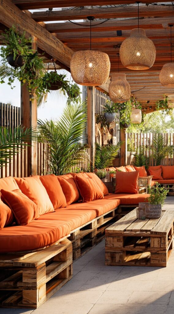 Vibrant Pallet Lounge with Tropical Flair

