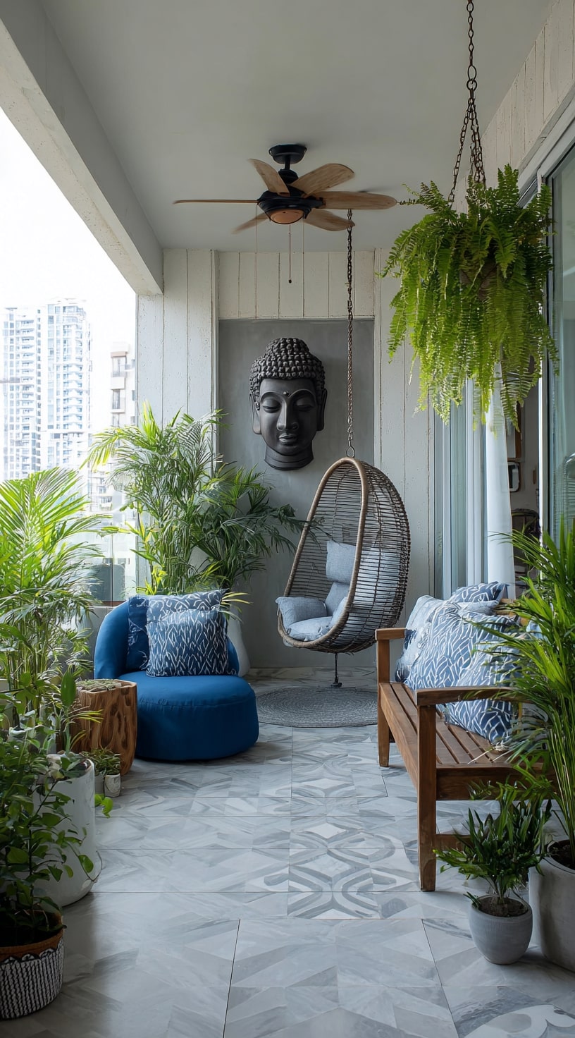 1. Zen Balcony Garden With a Modern Touch