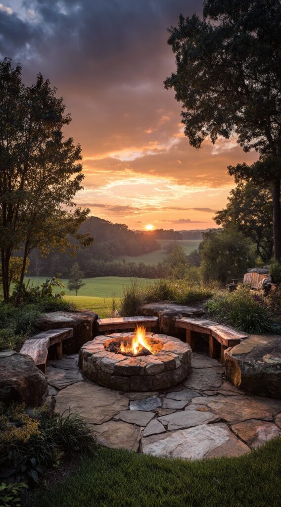 Sunset Fire Pit Gathering Spot

