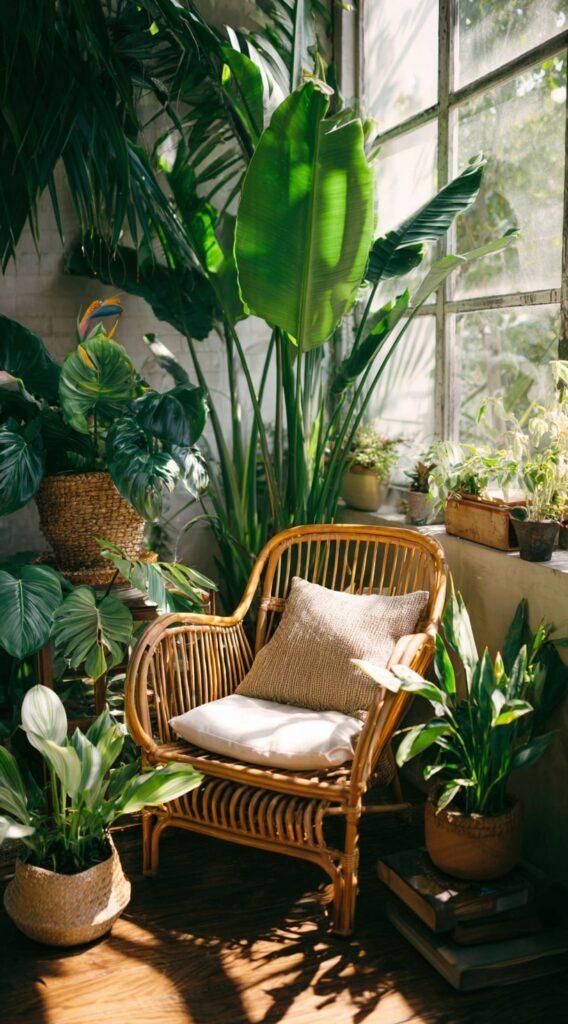 4. Indoor Jungle Corner with Rattan Charm

