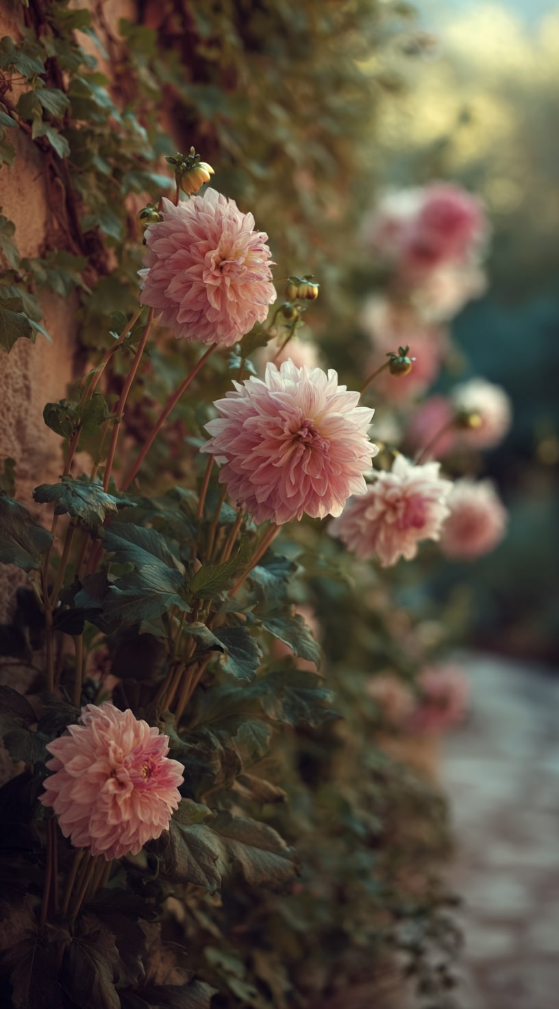 17. Dahlia Wall Garden That Feels Like Romance