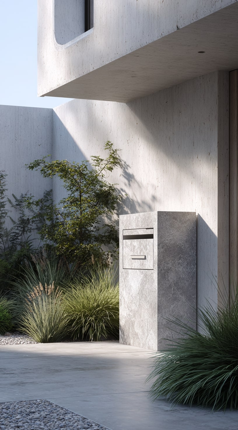 Rustic Log Post Mailbox with Natural Rock Base