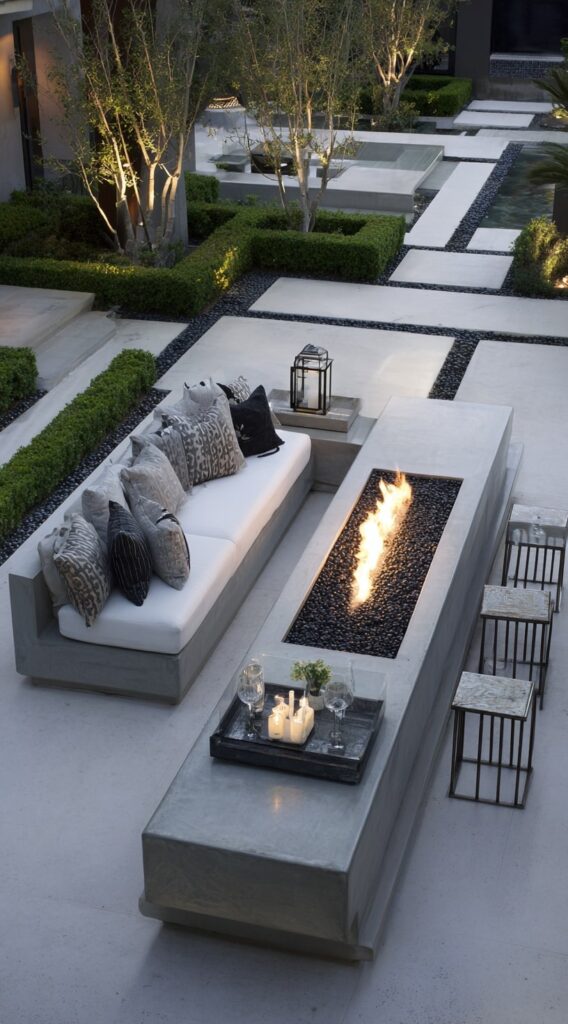 Minimalist Fire Feature in a Zen Courtyard
