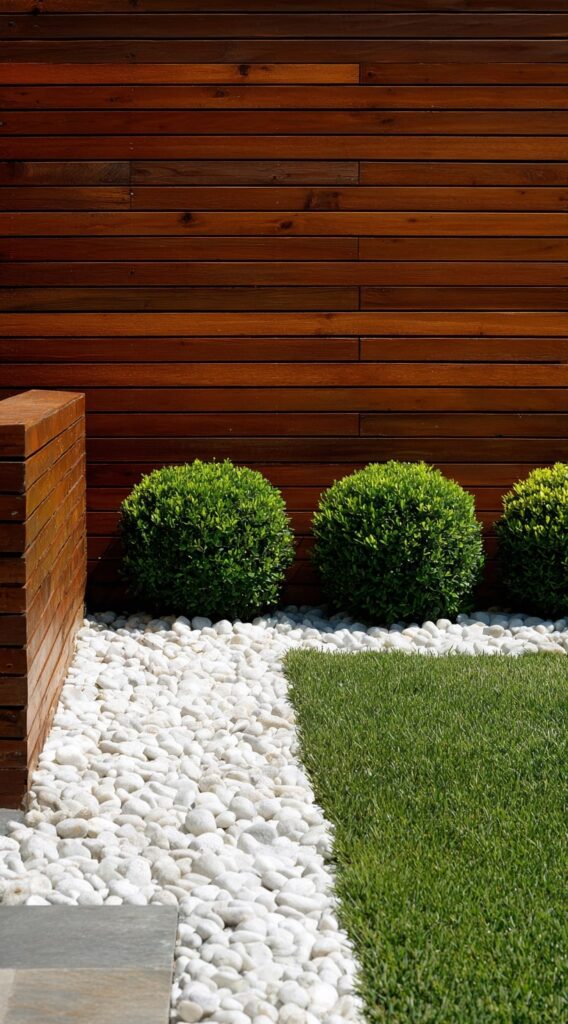 Crisp White Pebble Edging for a Modern Garden