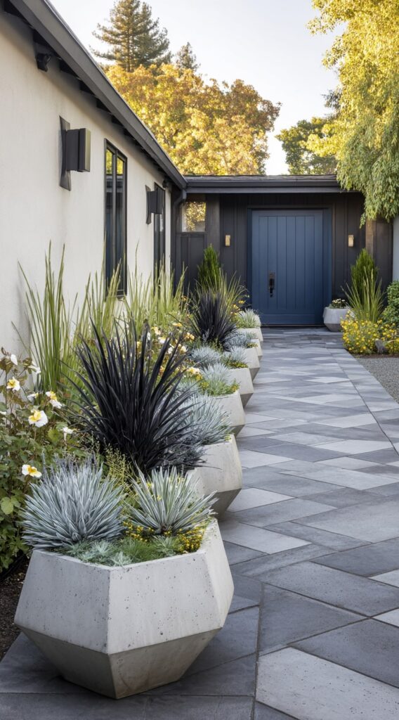 13. Geometric Planters for a Sleek Entryway