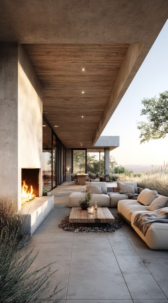 Modern Patio Sanctuary with Fireplace

