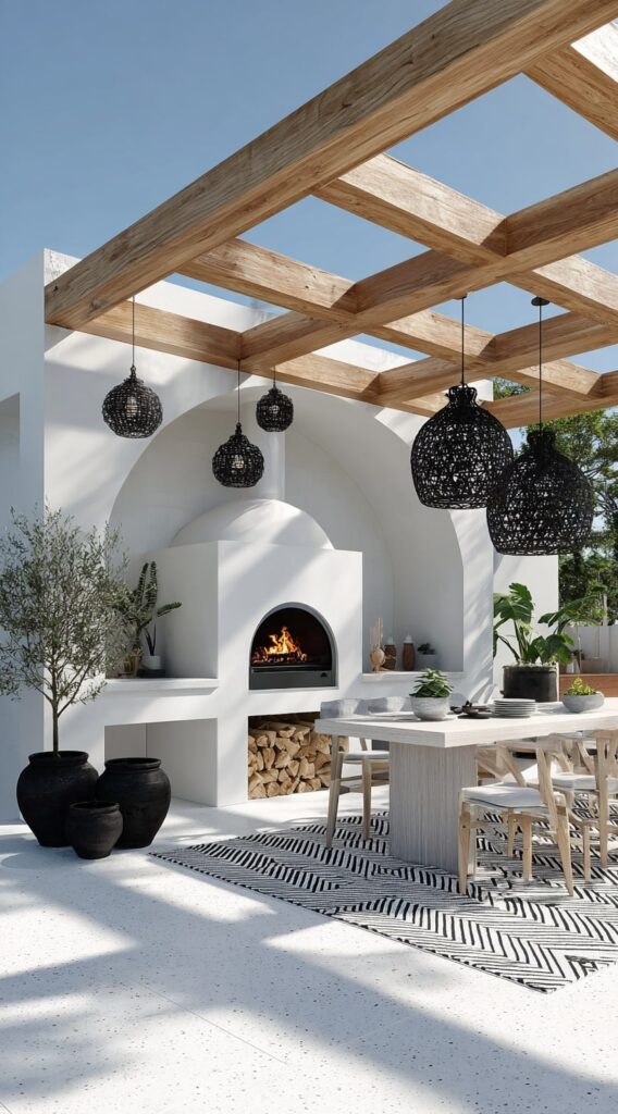 Whitewashed Courtyard with Wood-Fired Oven