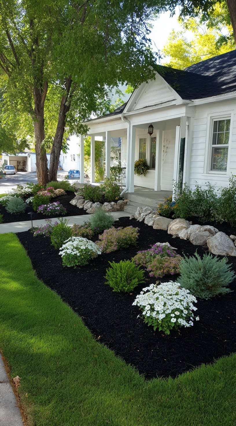 Natural Stone Edging for a Welcoming Front Yard

