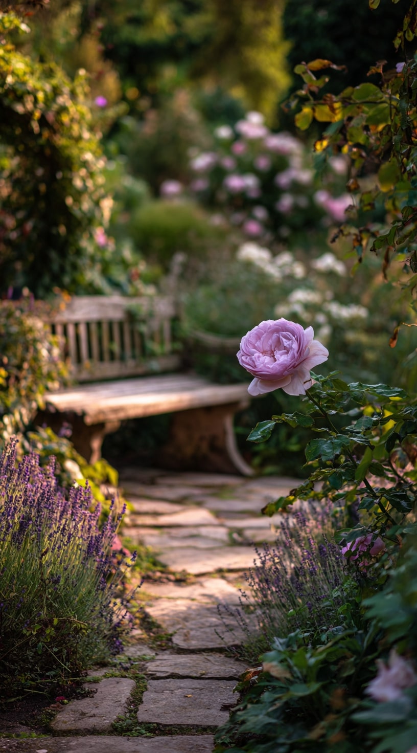 Tranquil Rose Garden Pathway