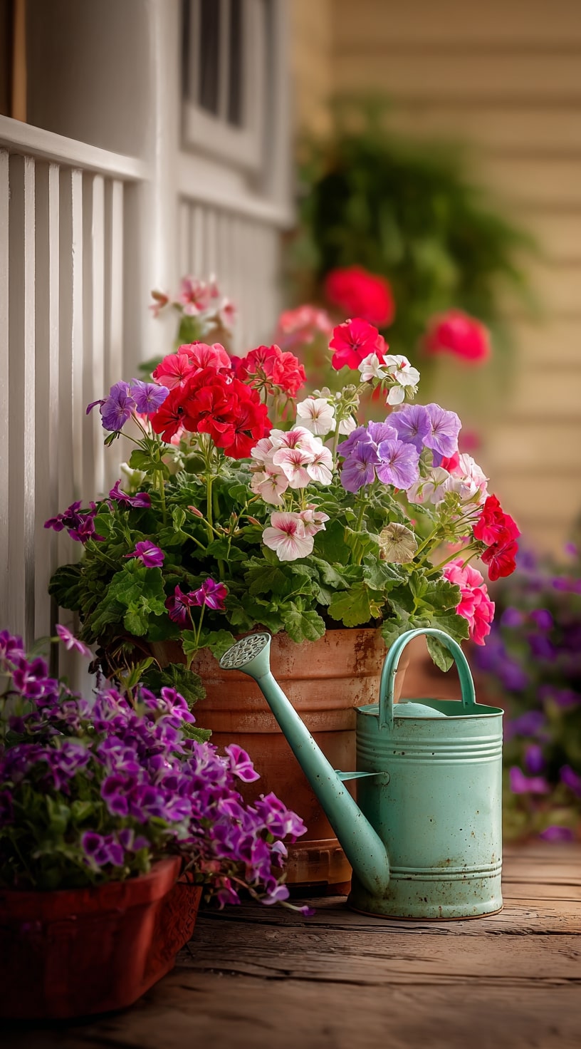 18. Porch Planter with Bright Summer Blooms