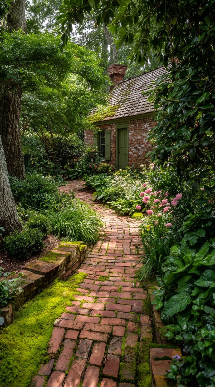 Brick Edging for a Charming Cottage Garden Path

