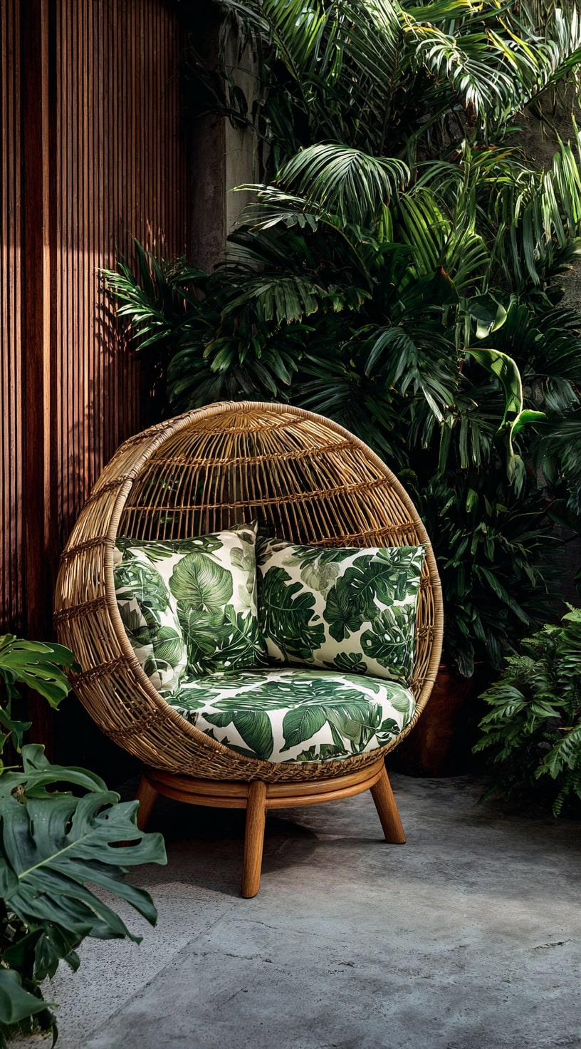 Cozy Rattan Lounge Nestled in Greenery