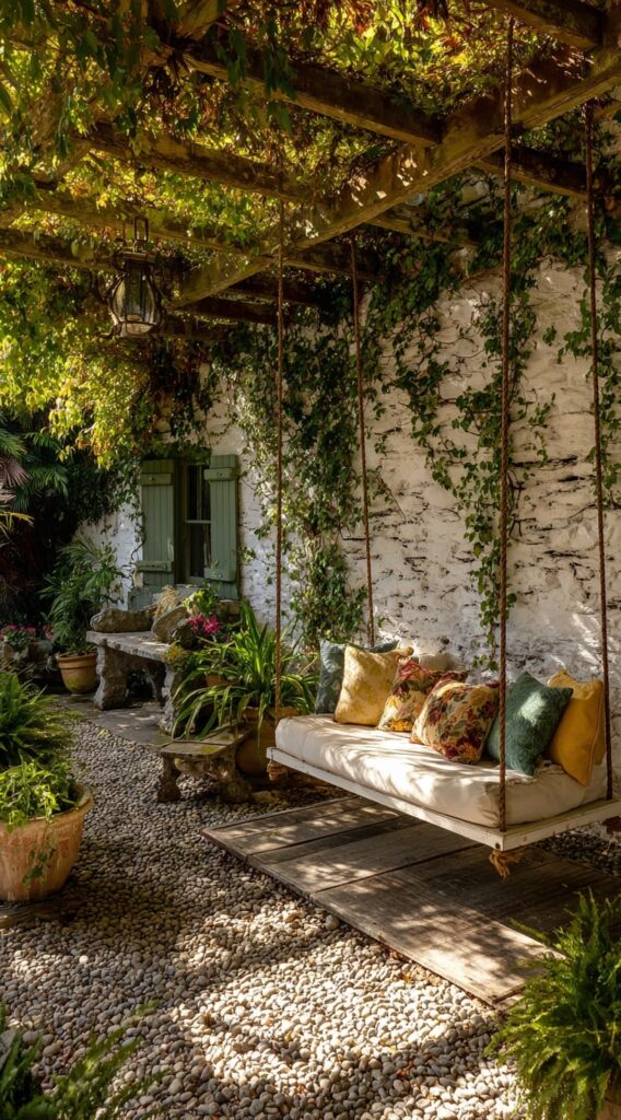 Shaded Swing Corner with Rustic Charm