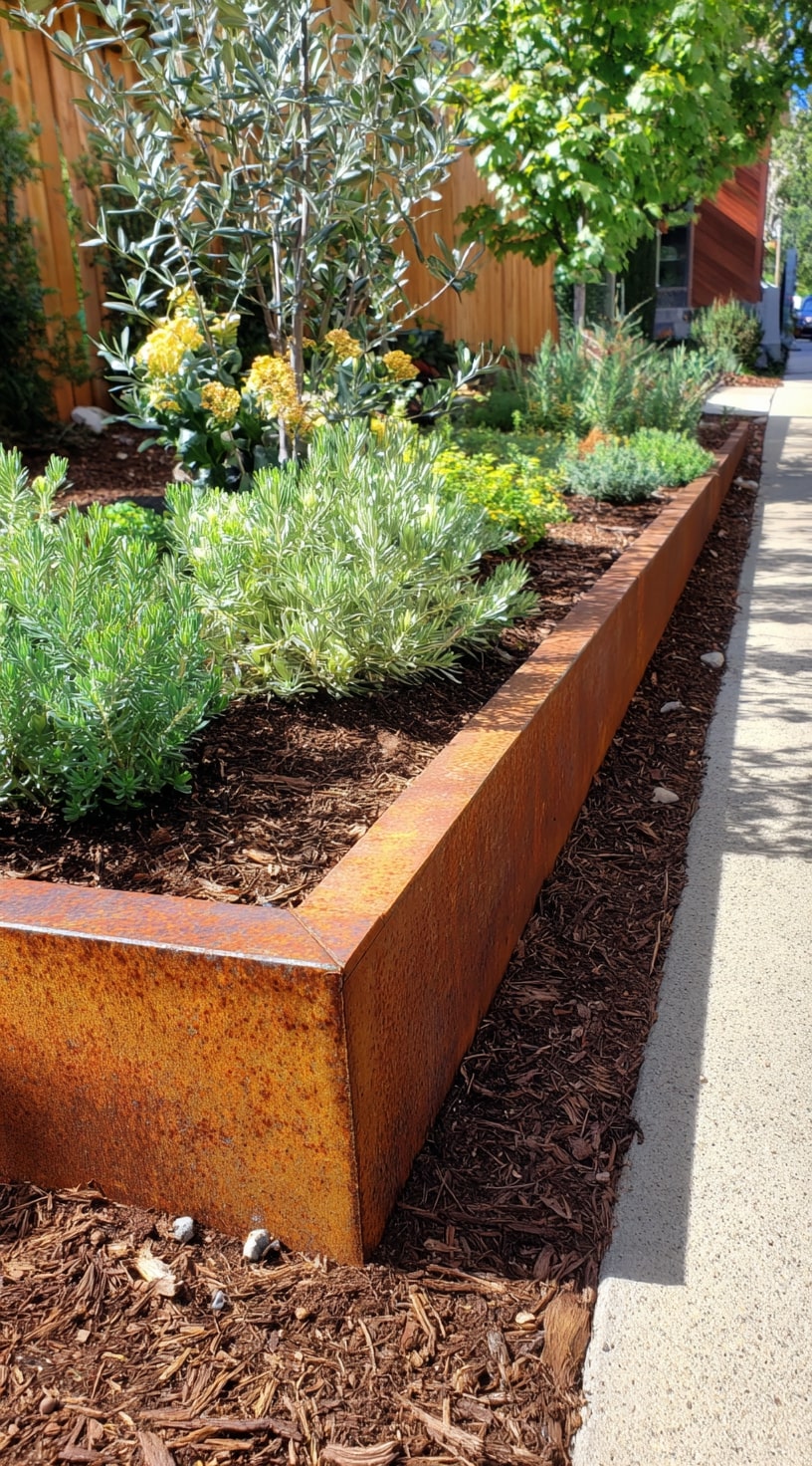 Modern Corten Steel Edging for Sleek Garden Beds