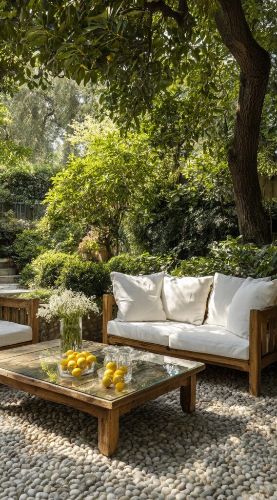 Garden Oasis with Pebble Patio

