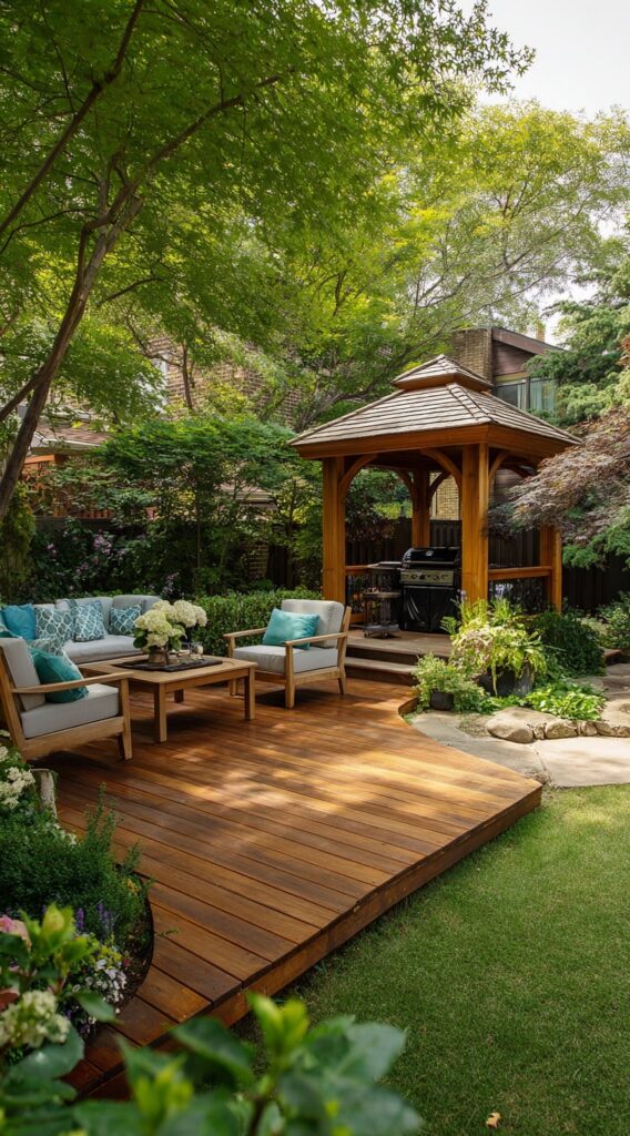 11. Shaded Deck with Cozy Backyard Gazebo