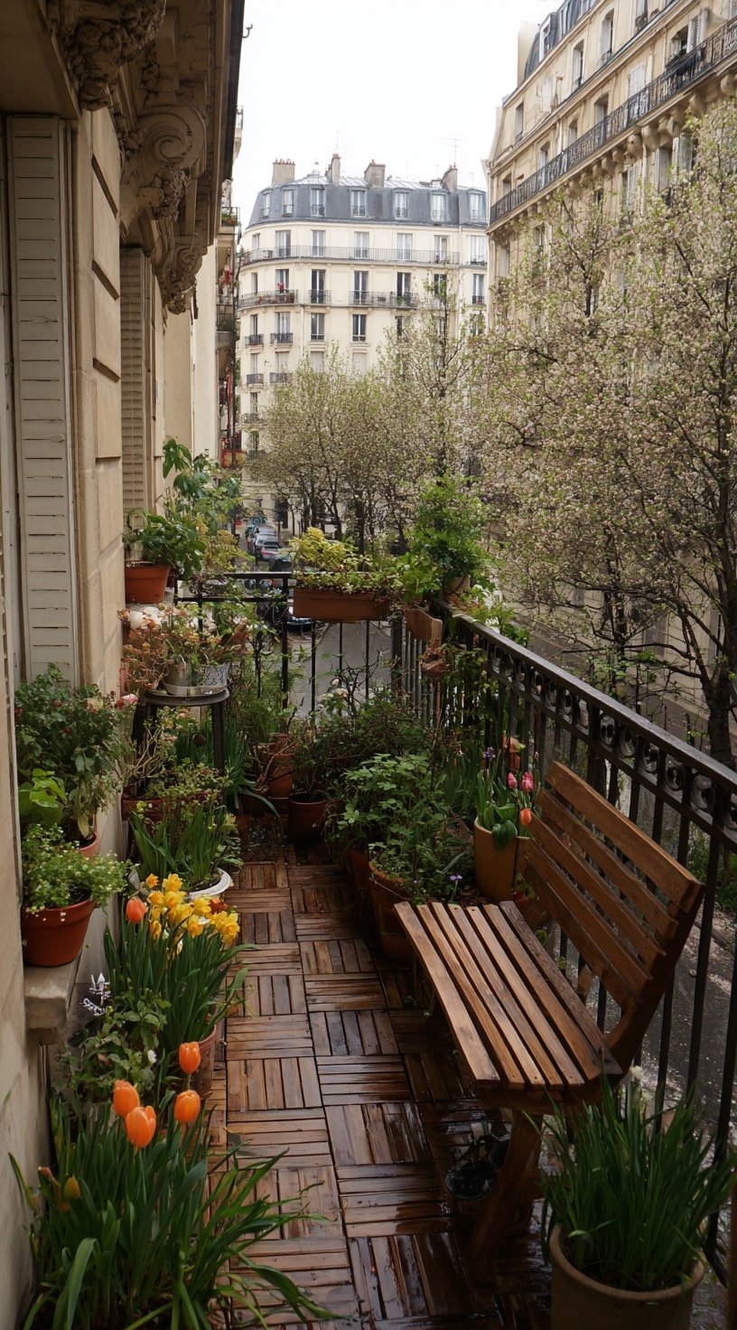 9. Parisian Balcony Garden Overflowing with Charm