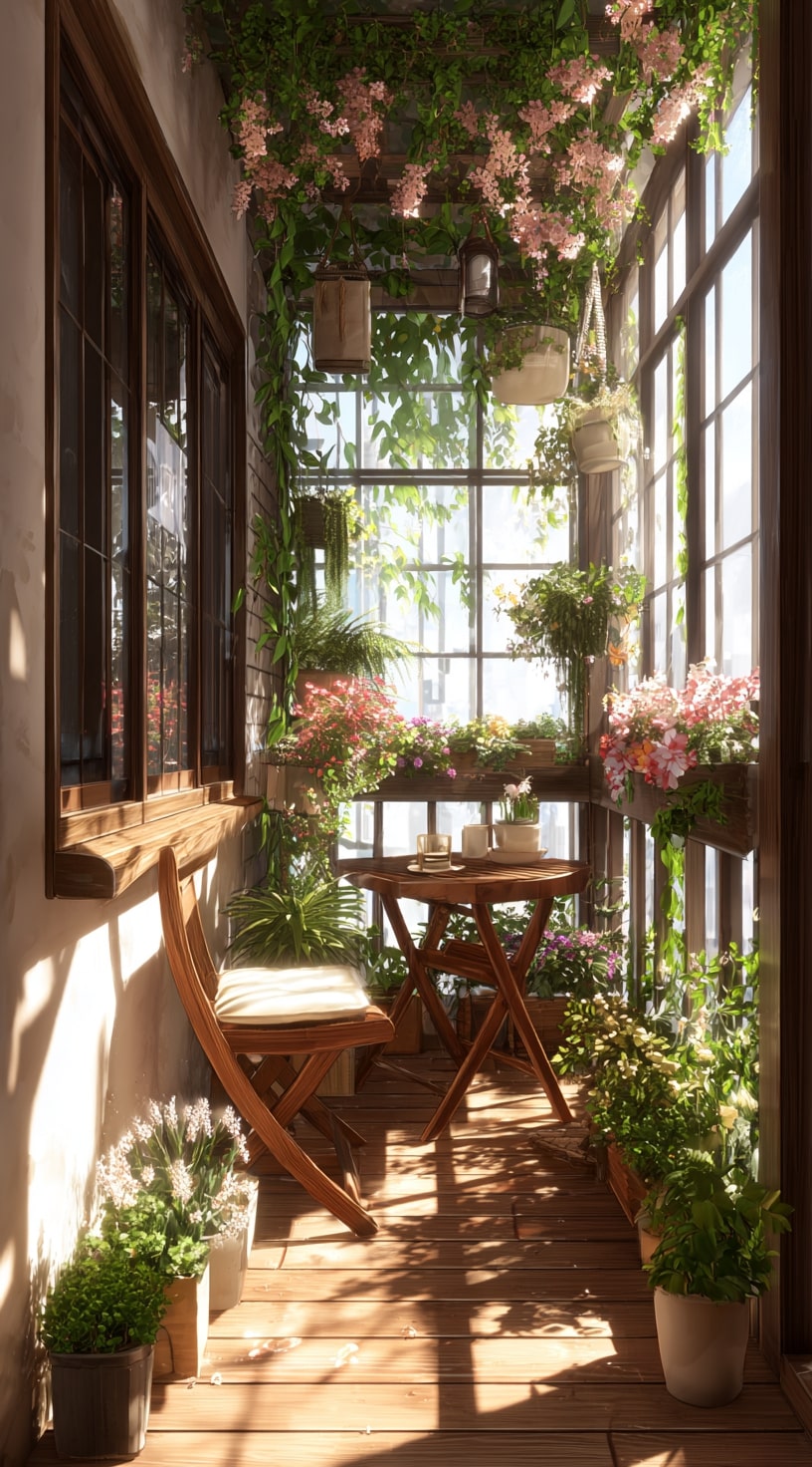 18. Sun-Drenched Indoor Balcony Garden