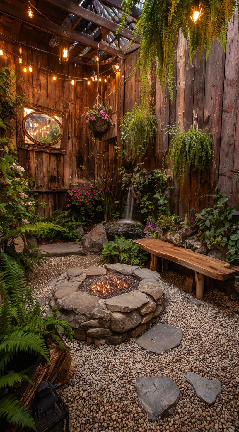 1. Fire Pit Sanctuary in a Rustic Retreat