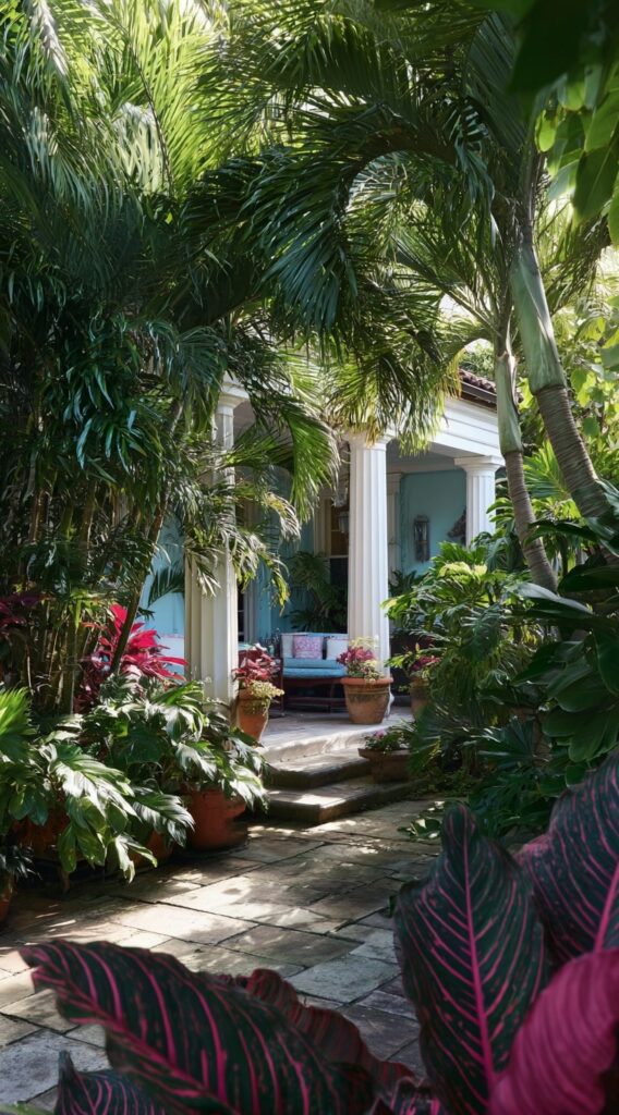 14. Tropical Courtyard with Lush Summer Greenery