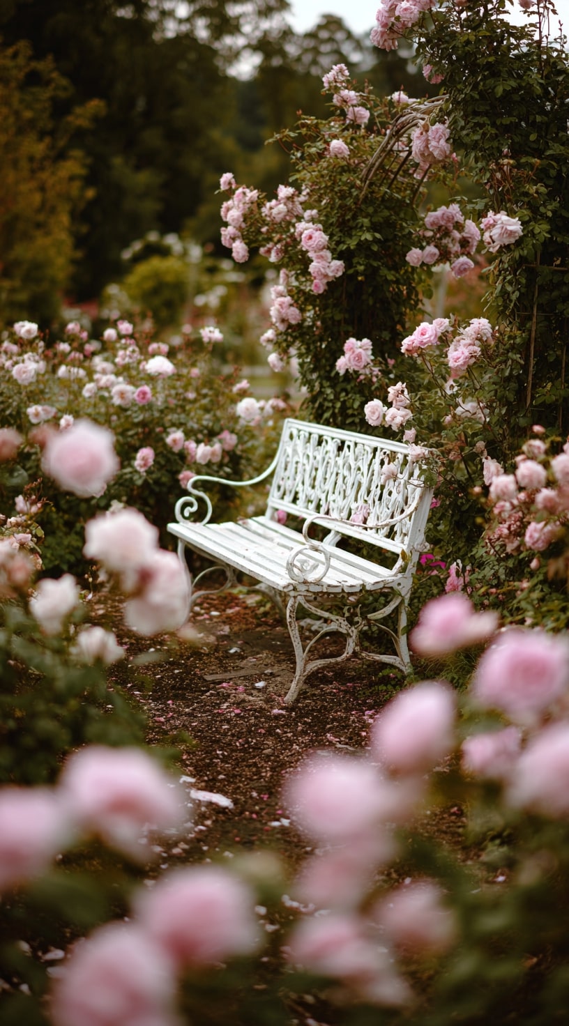 Whimsical Rose Garden Seating Nook