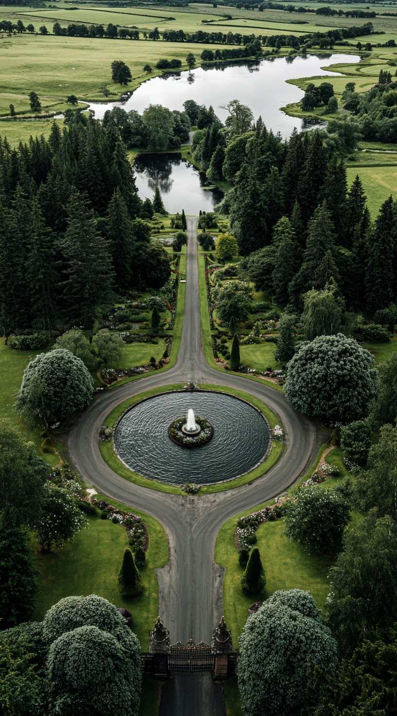 8. Grand Circular Driveway with Fountain Centerpiece