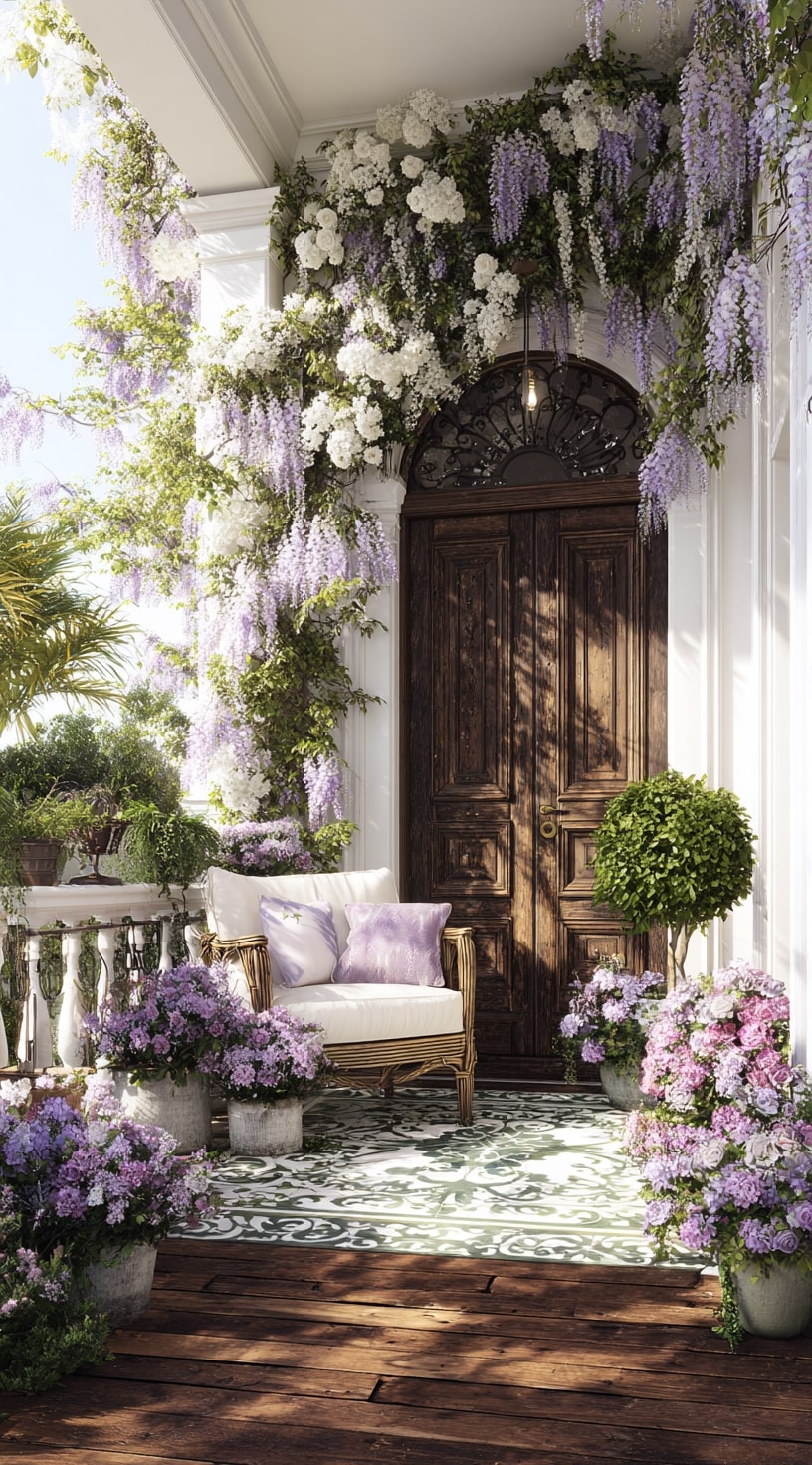 15. Parisian Balcony Garden with White Blossoms