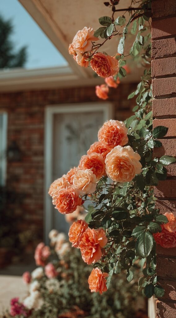 Welcoming Porch with Apricot Roses


