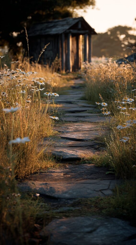 Wildflower Path with Rustic Charm

