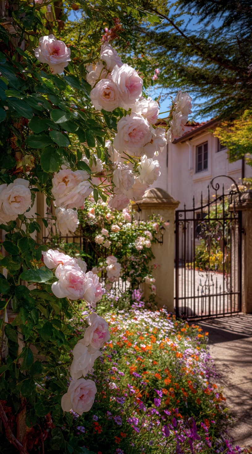 Charming Rose-Lined Entryway