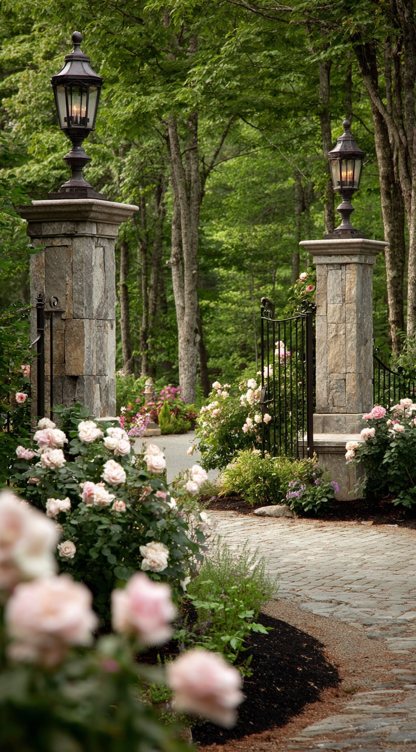 4. Cobblestone Entry Framed with Blooming Roses