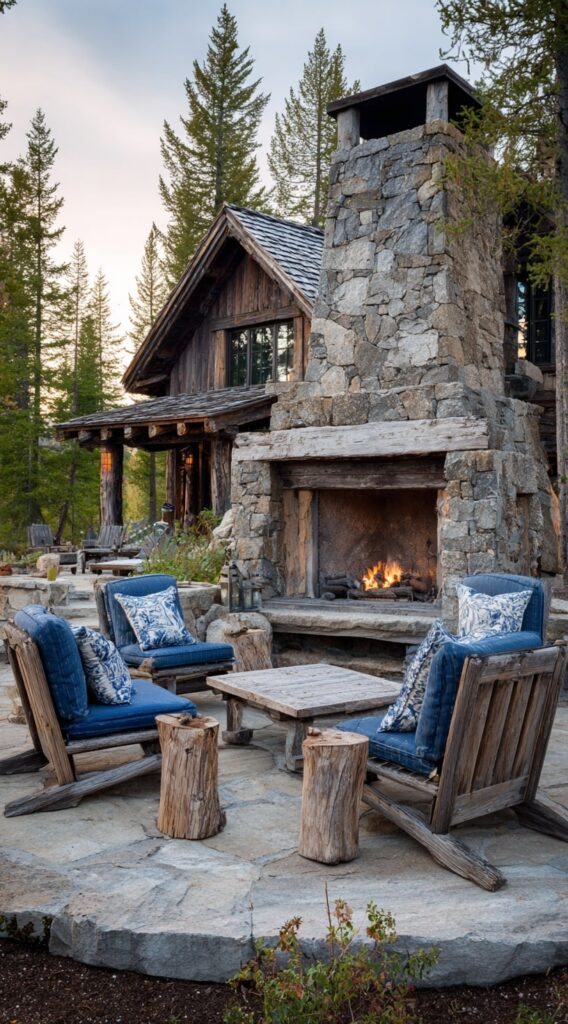 Rustic Cabin Fireplace with Mountain Lodge Vibes